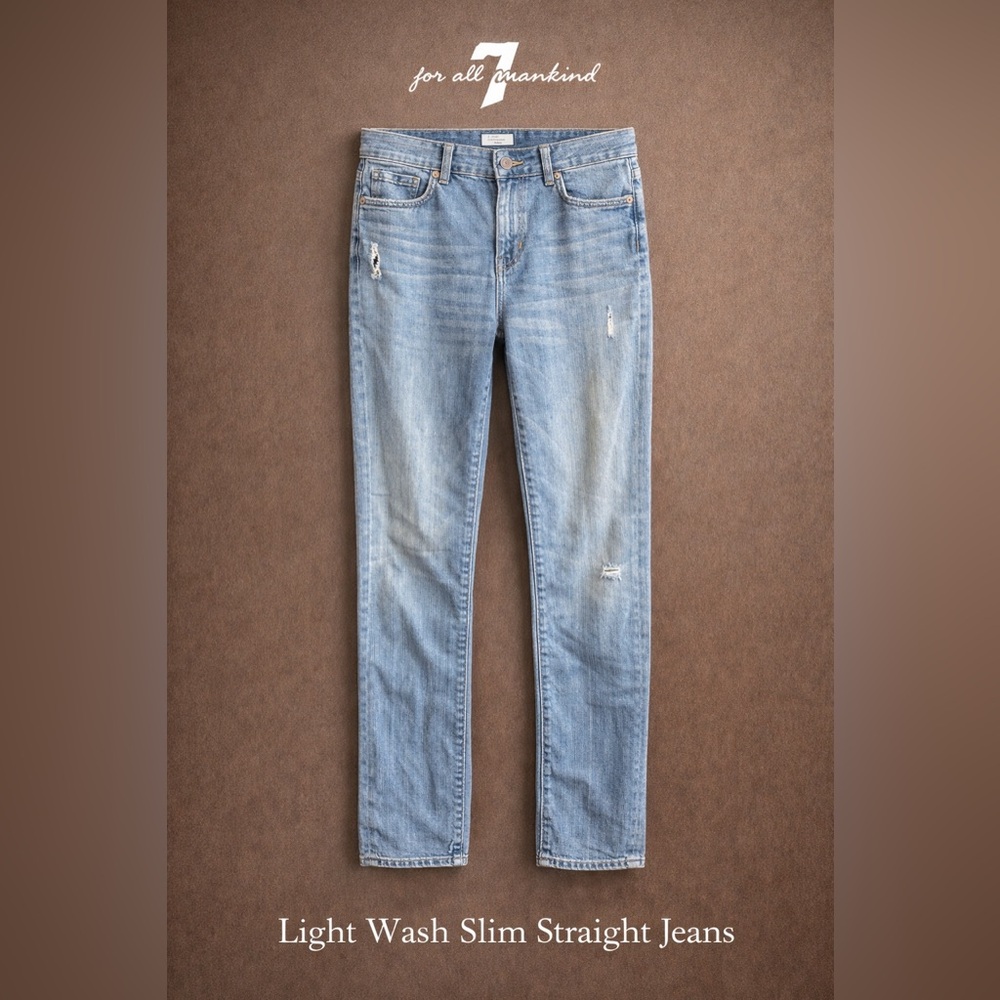 7 For All Mankind Blue Straight Leg Jeans Y2K
